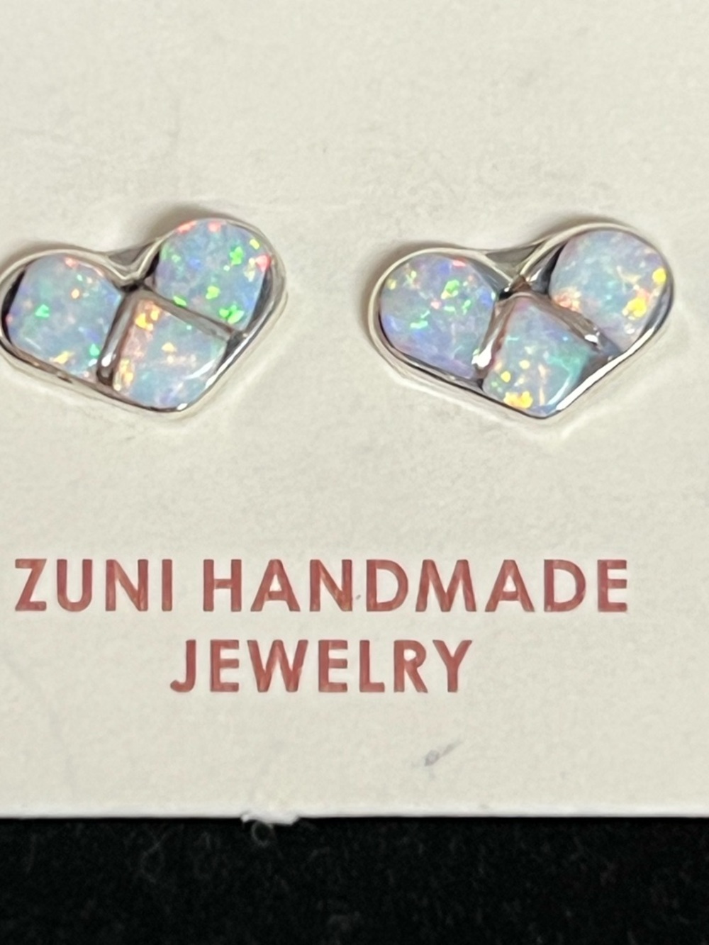 ZUNI 925 STERLING SILVER WHITE OPAL SUD EARRINGS.